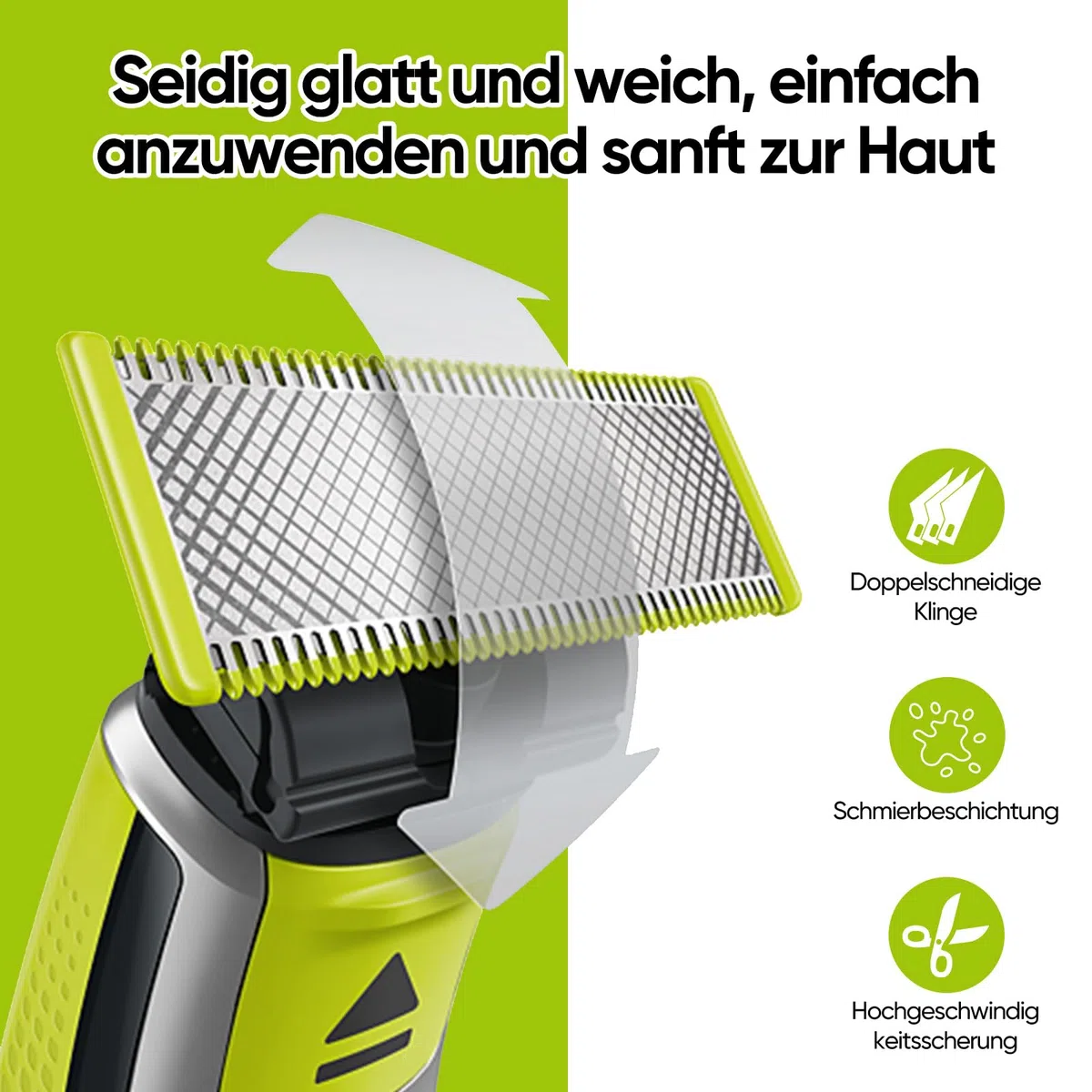 Für Philips OneBlade Klingen | 3 Stück One Blade Ersatzklinge, Wird zum Trimmen von Gesichts- und Körperbärten verwendet. Hochwertige Klingen aus Edelstahl, Sicher und Langlebig