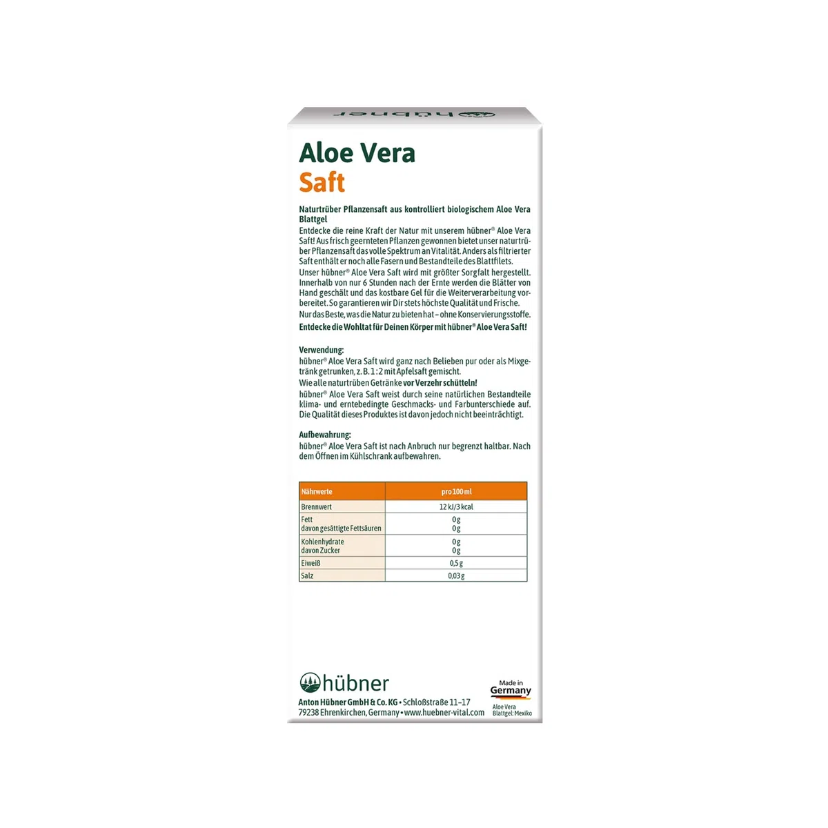 Aloe Vera BIO-Pflanzensaft naturtrüb (0.49 L)