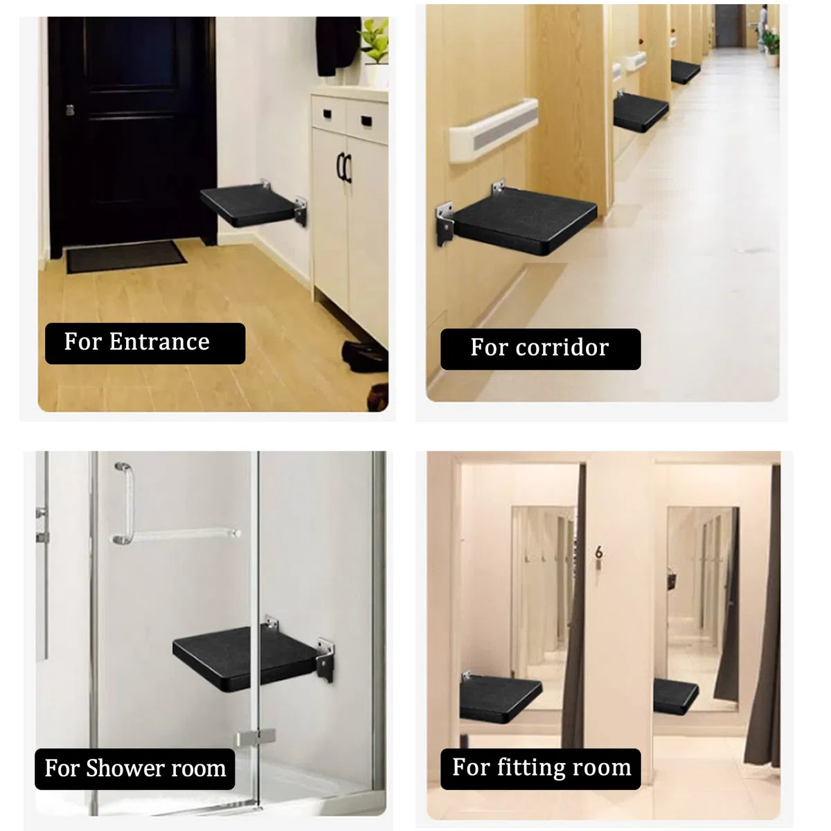 Klappbarer Duschsitz zur Wandmontage, Duschstuhl für die Innendusche, faltbarer Wandmontage-Duschhocker, platzsparend, faltbar, wasserdicht zum Duschen von Erwachsenen, älteren Menschen und Senioren