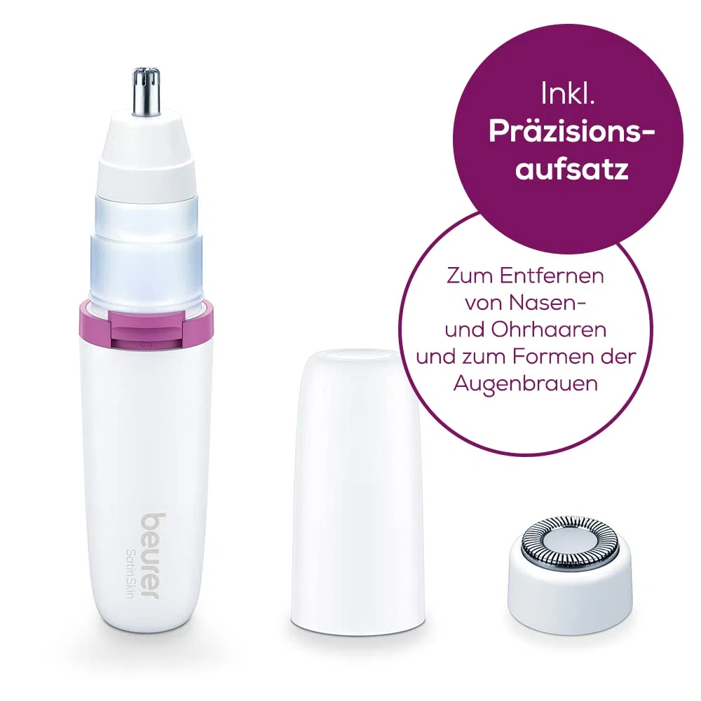 Beurer HL 16 Gesichtsrasierer, elektrischer Haarentferner für Damen, zum Entfernen von Gesichts-, Nasen- und Ohrhaaren & zum Formen und Trimmen der Augenbrauen, schnell & einfach für unterwegs