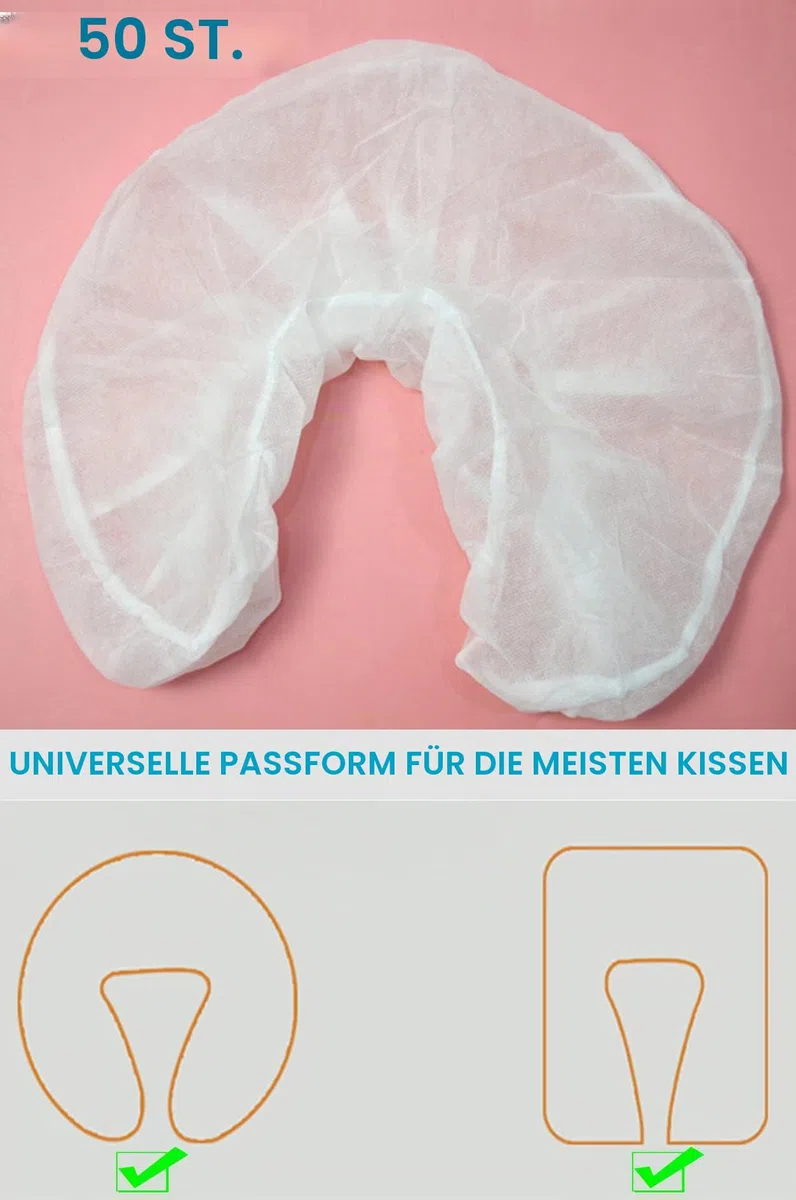 50 Stück Massage Einweg Kopfstützenbezug 36x33cm Einwegauflage für die Kopfstütze der Massageliege Gesichtsauflage Behandlungsliege Massagebänke Therapieliegen Hygieneauflage