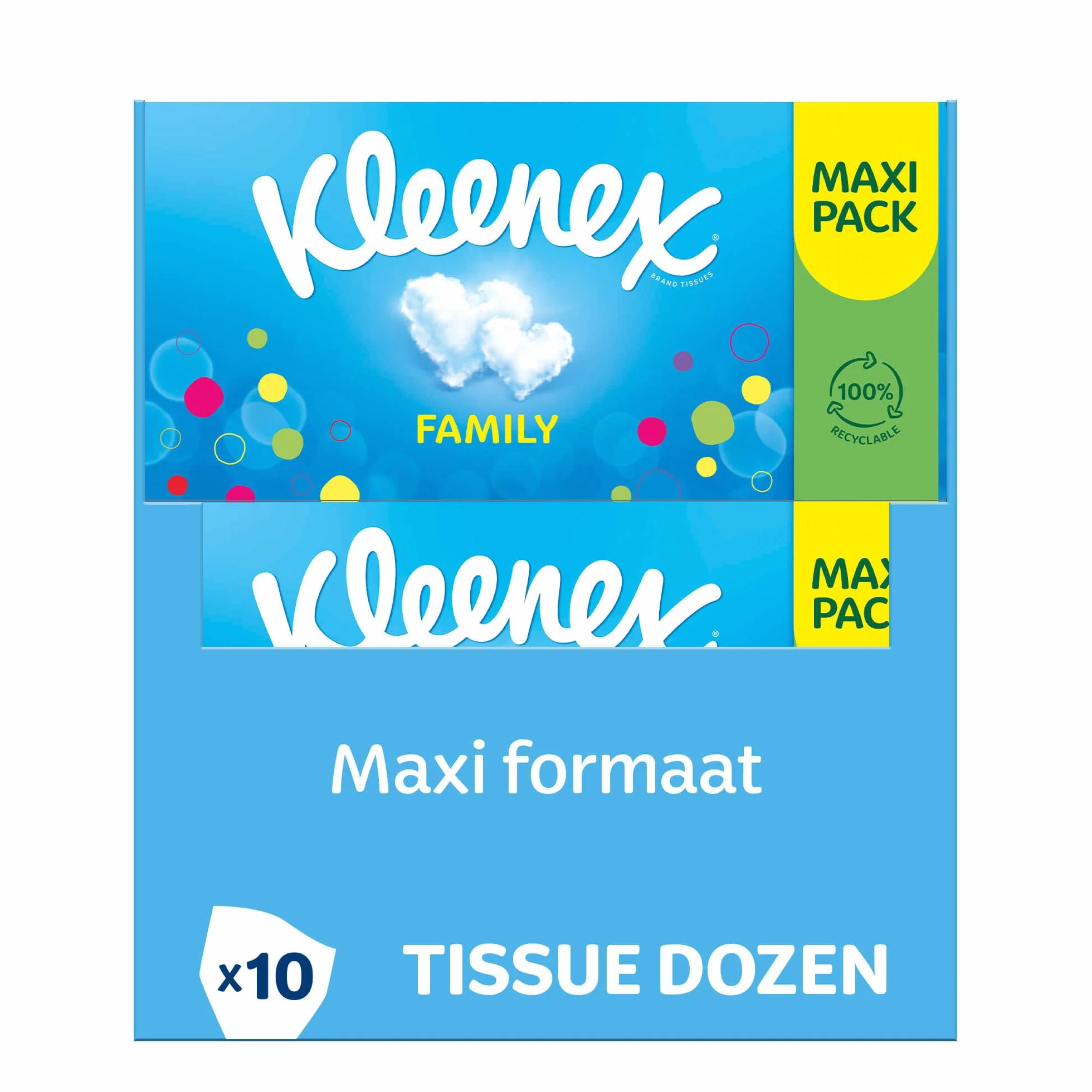 KLEENEX Family Stoffe - 1280 Taschentücher - 10 x 128 Stück - Geschenkbox, blau