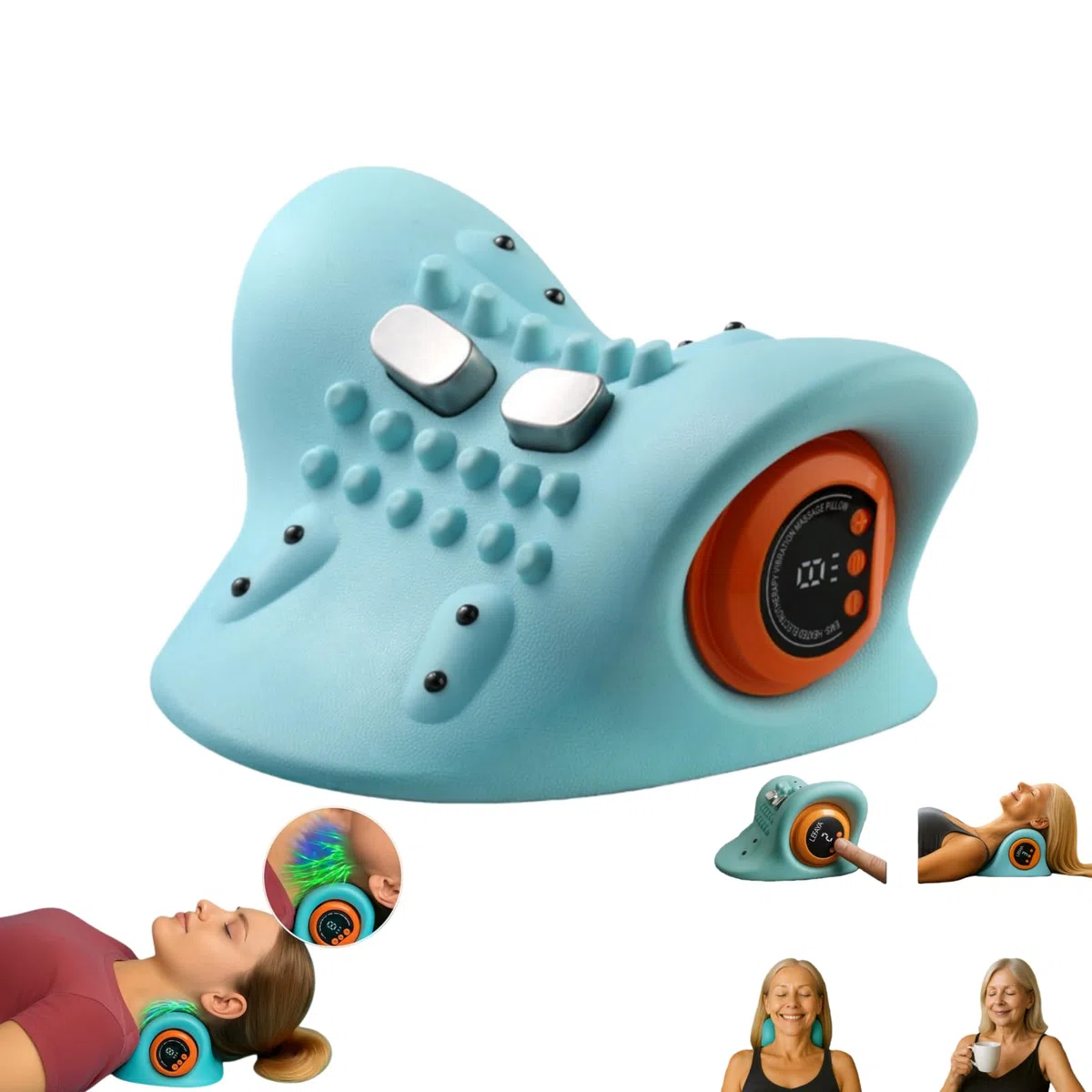 Necktex 5-in-1 NackenstreckerMit drei ，Drei Temperatureinstellungen und sechs einstellbare Massageintensitäten zur Linderung von Nacken und Schulterschmerzen